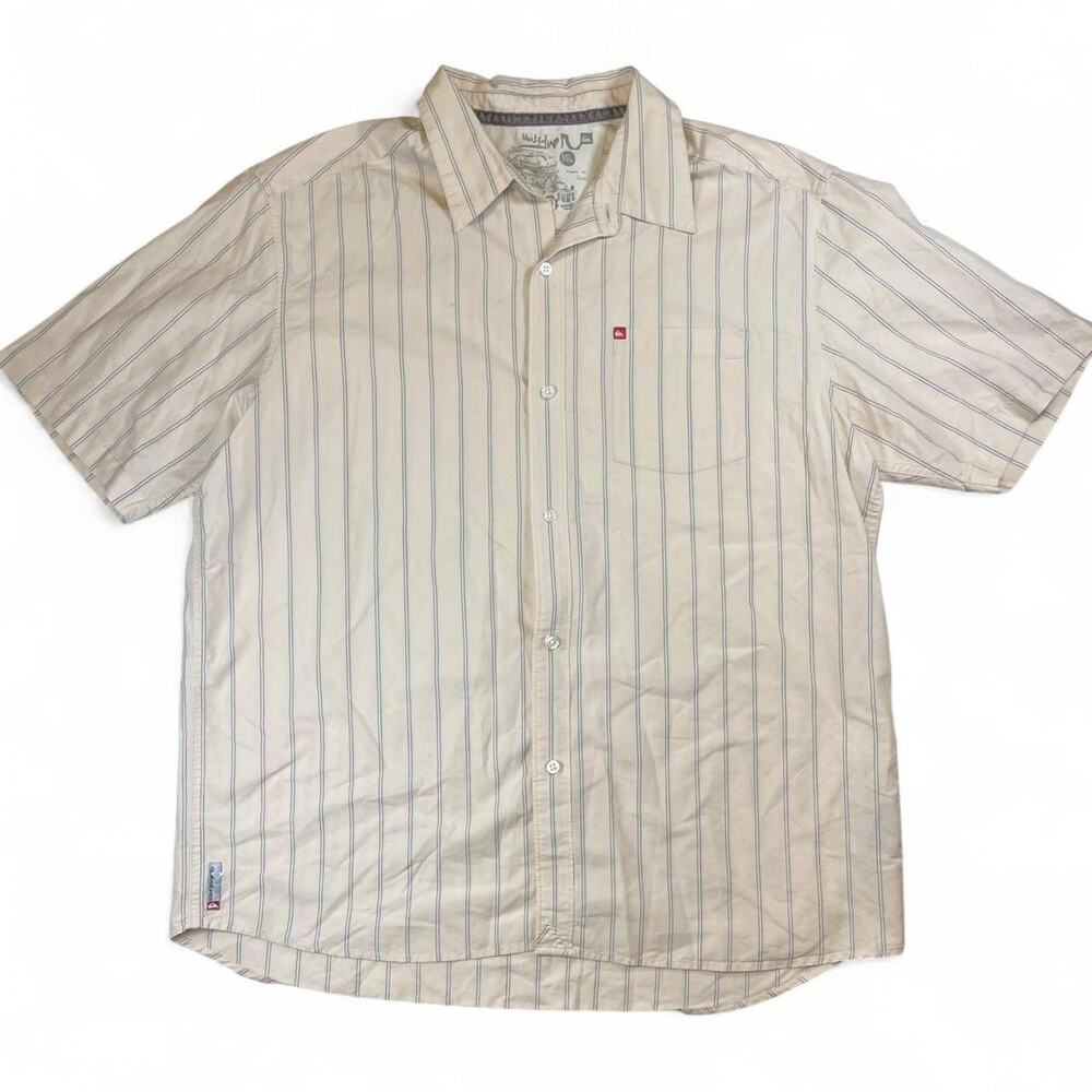 Quiksilver y2k yellow striped button up